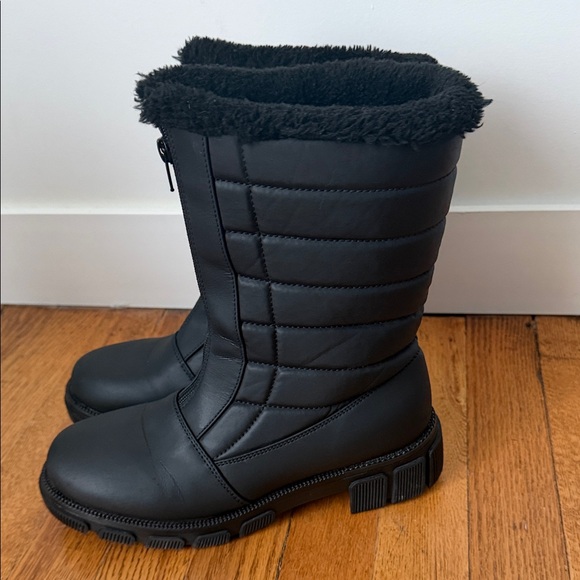 Cozy Black Quilted faux fur Women's Boots 8W - Picture 4 of 10